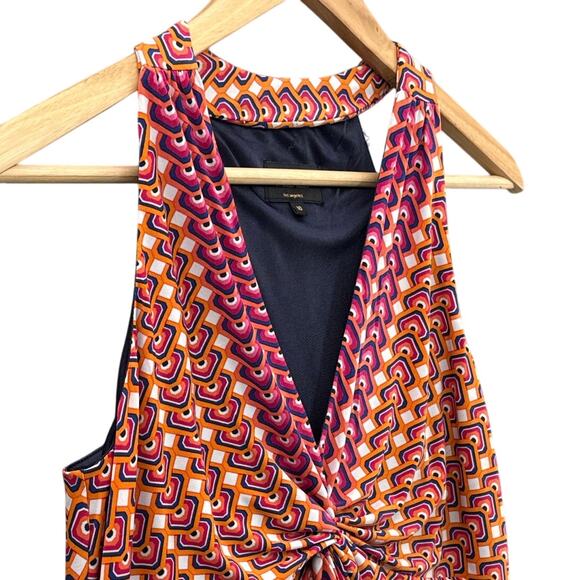 Laundry by Shelli Segal Orange Pink Geometric Sleeveless Halter Dress Women 10 - Picture 10 of 11